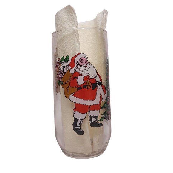 Vintage Santa Claus Drinking Glasses 1992 Reindeer 16 oz Luminarc USA - Picture 6 of 7